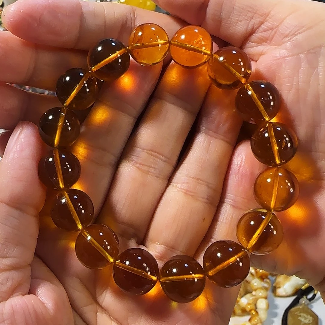 蜜蜡未镶嵌手链缅甸琥珀茶珀手串