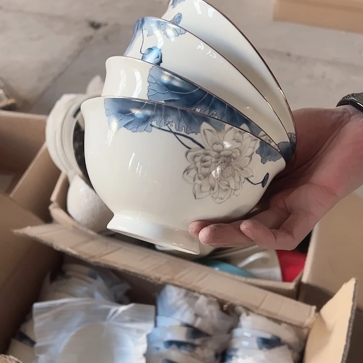 荷花6英寸碗4支破损包赔不补发介意勿拍