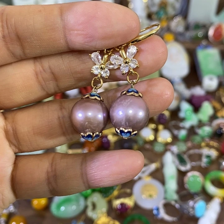 耳饰银S925镶嵌淡水珍珠精品小件精品小件