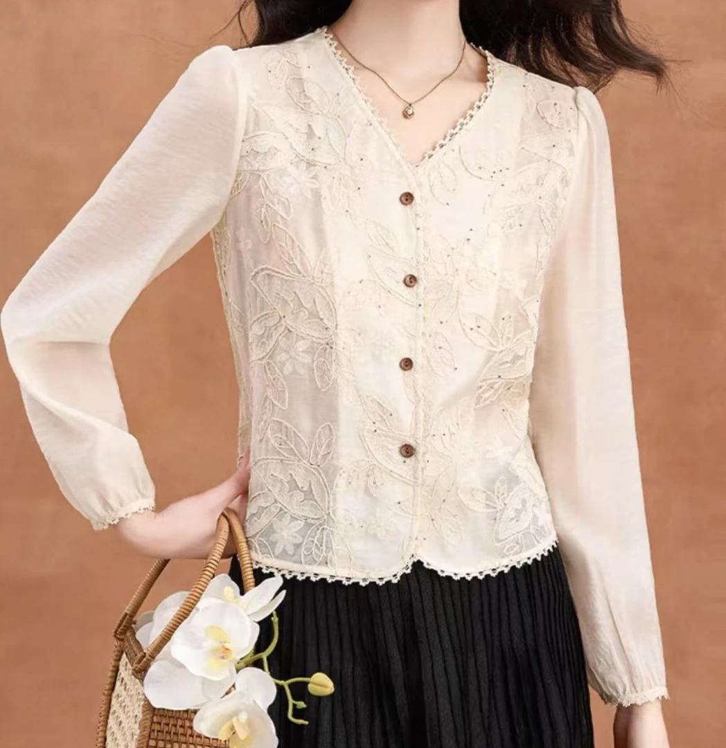 【G005】2025新款春夏高级感气质女士白衬衫雪纺上衣JJ