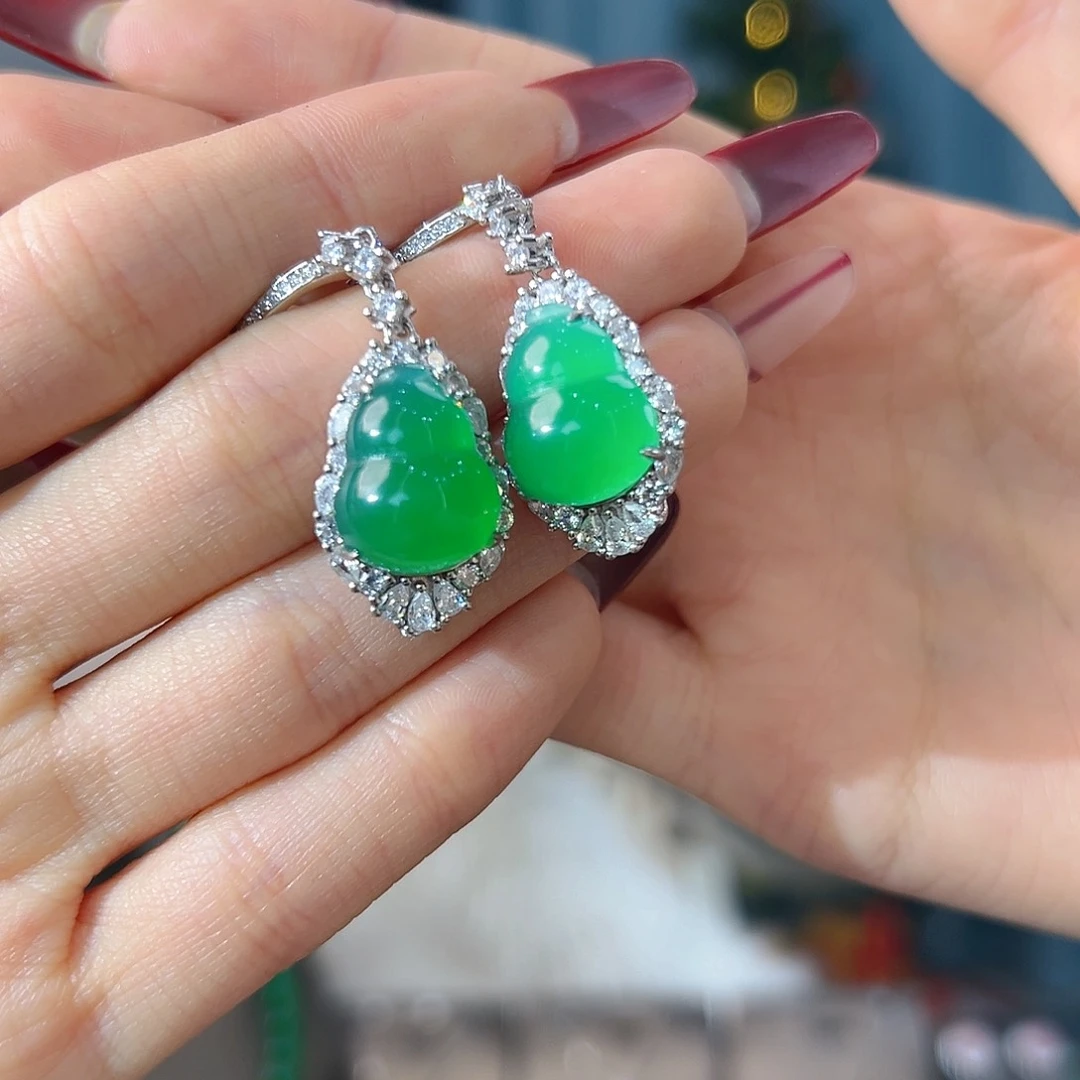 玛瑙/玉髓耳钉银S925镶嵌泡****?