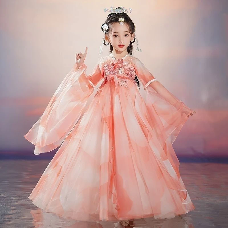 新款女童连衣裙中国风古装儿童2025齐胸襦裙超仙女童秋春秋款汉服