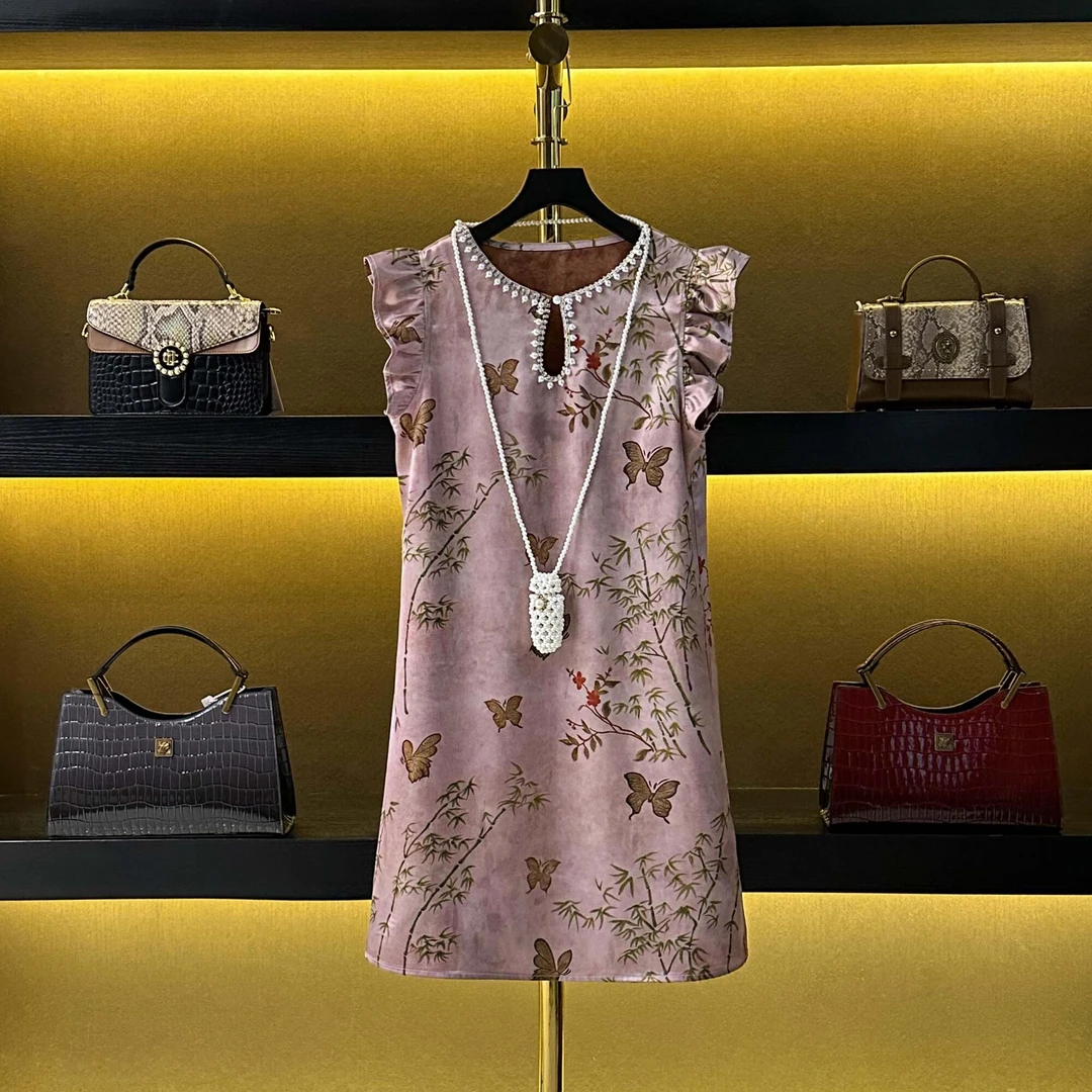 【莎莎】新款时尚设计洋气烟粉色连衣裙06090