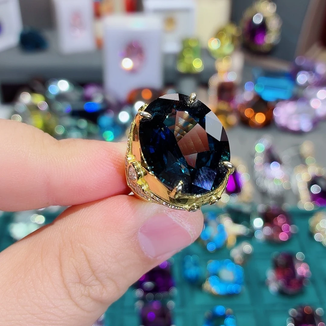 托帕石戒指银S925镶嵌