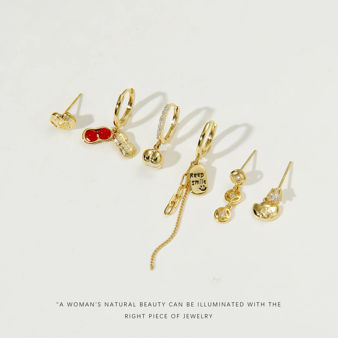 铜合金合成锆石耳饰 【新年限定】气质精致时尚耳钉A622