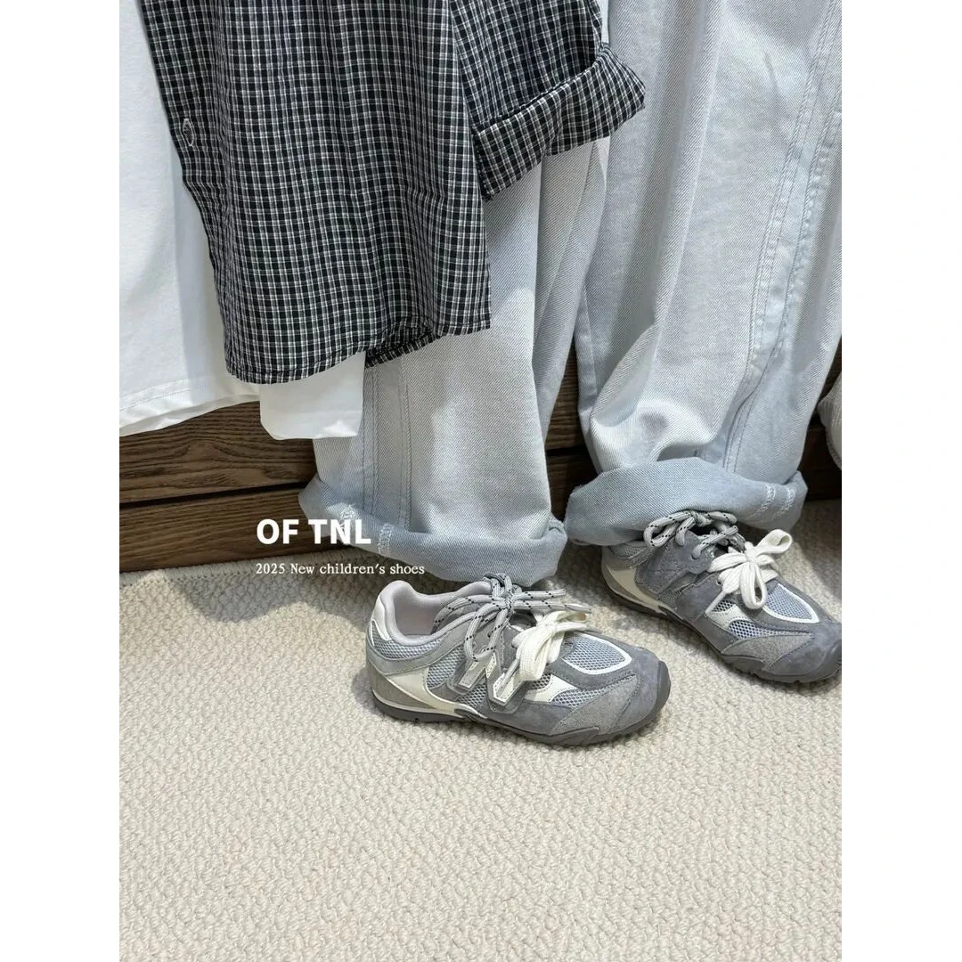 巴拉优选儿童N字德训鞋2025夏季新款潮女童透气阿甘鞋男童运动鞋