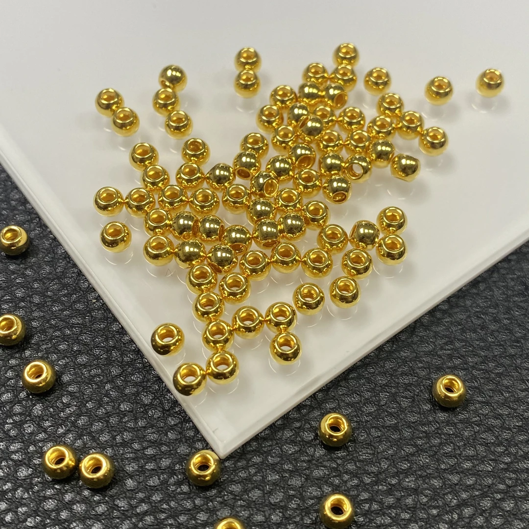 YZ3989-足金单珠亮面4mm左右单珠配件OX(多样性发其一