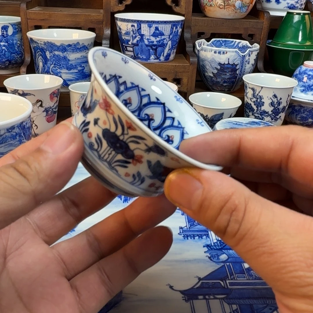 陶杯子景德镇全手工手绘陶瓷