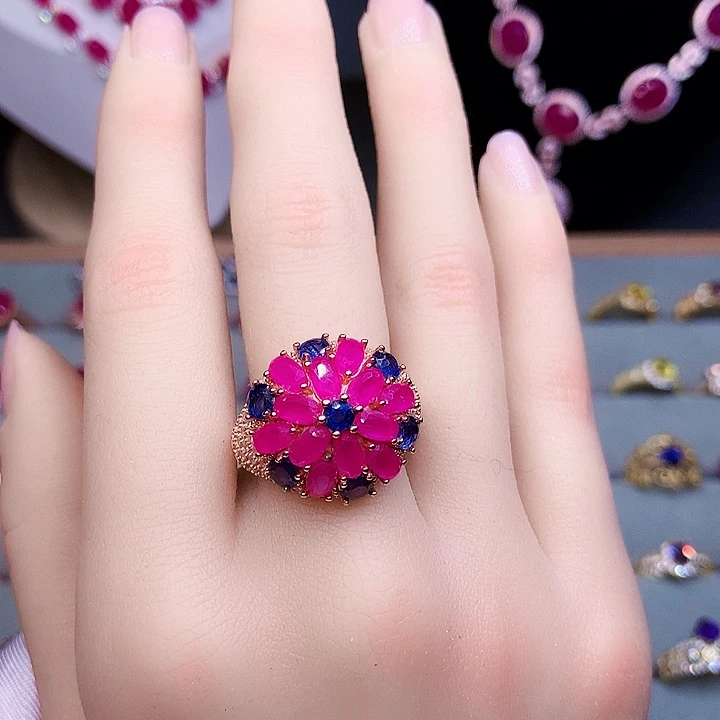 红宝石银S925镶嵌戒指