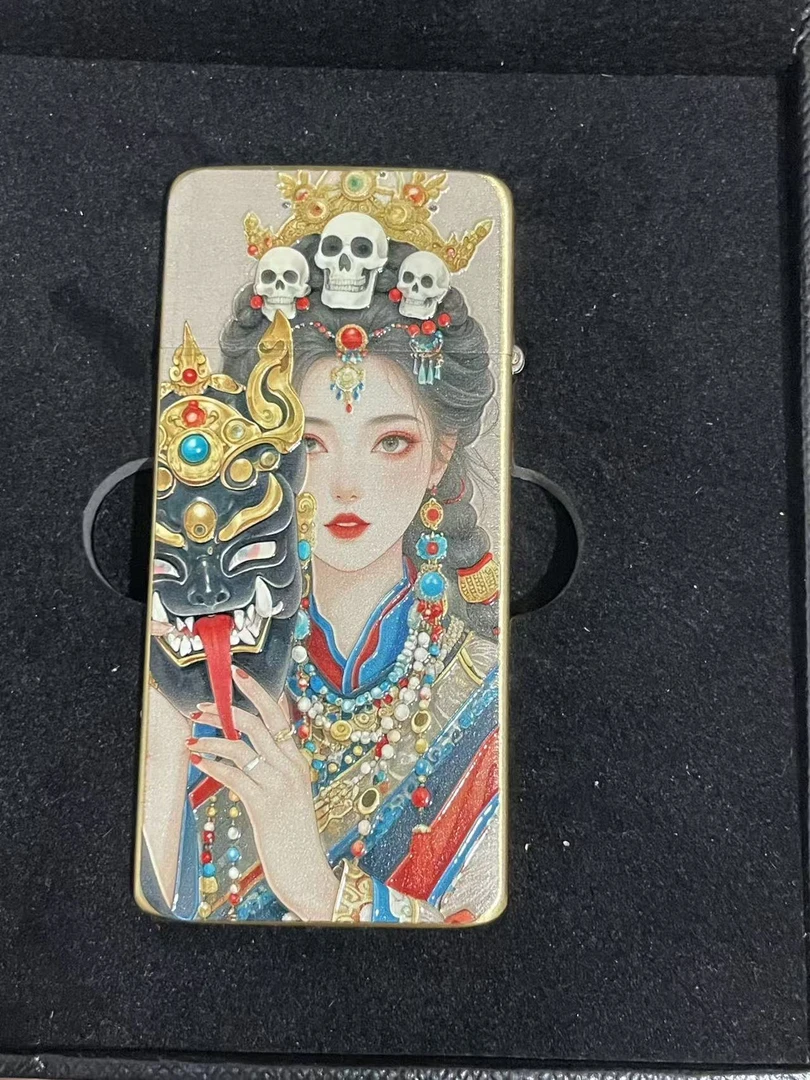 【佐罗】超薄薄款卡片机鎏金扎吉拉姆古典美女打火机【自行加油】