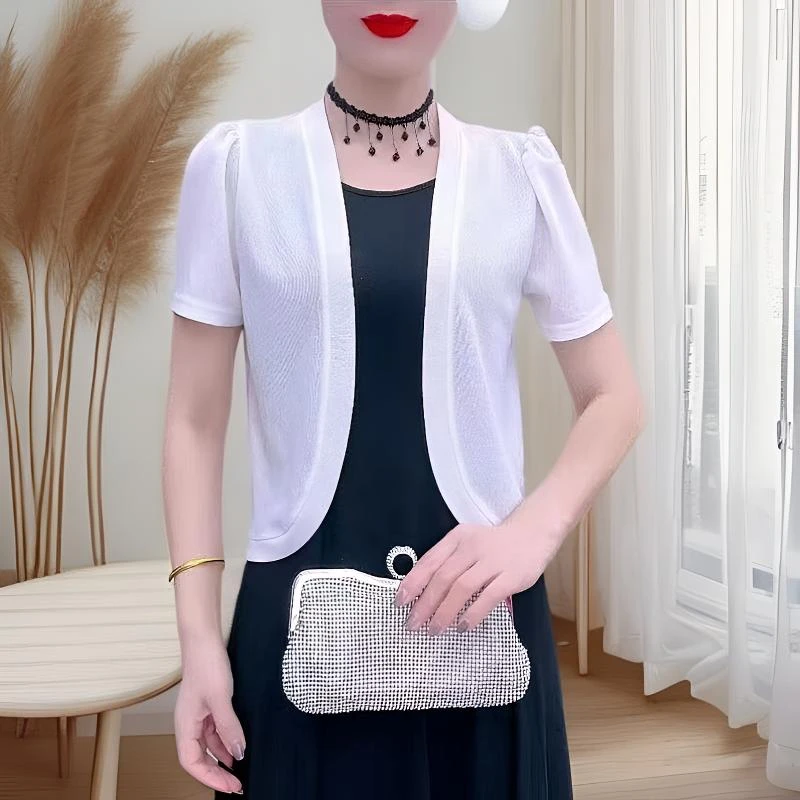 【爆款热卖】夏季透气常规短袖短款短外套针织百搭中袖春夏防晒517