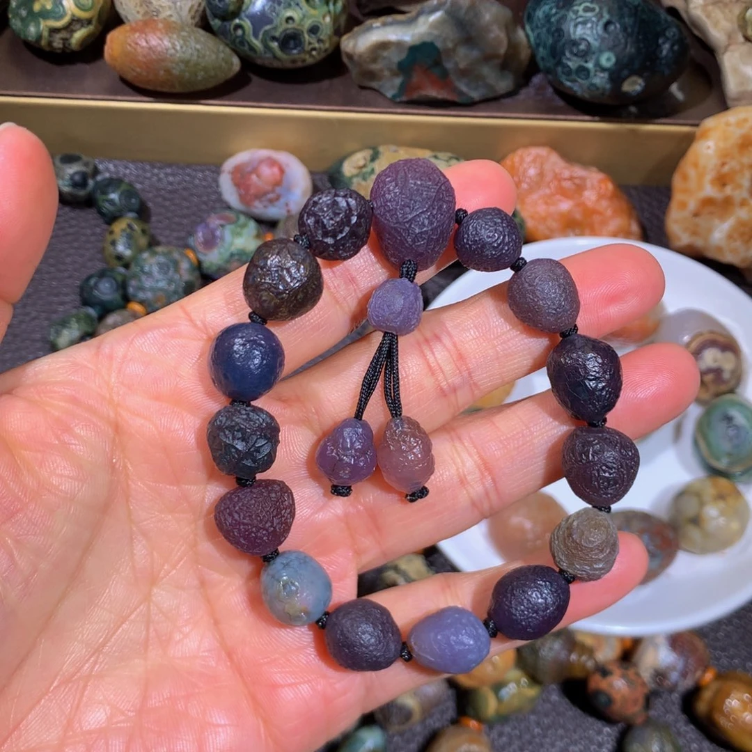 石材阿拉善紫罗兰筋脉手串