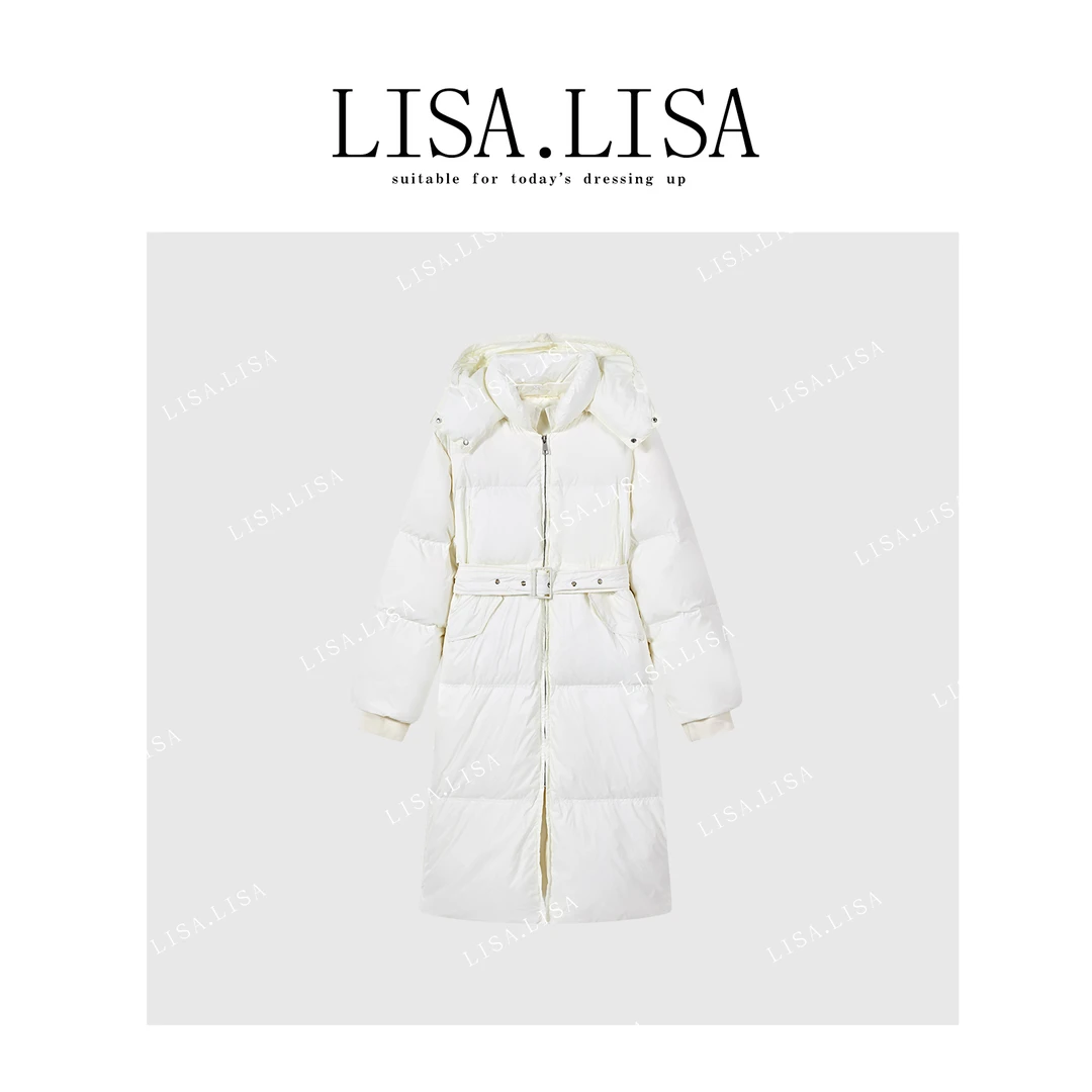 特！线下5&39！90鸭绒！连帽款立领百搭休闲时尚中长羽绒服L11313