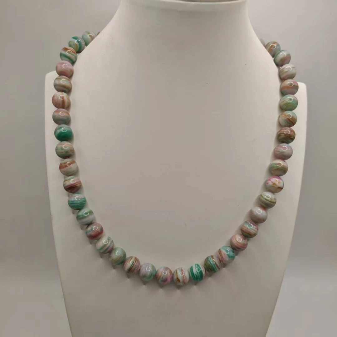 7号H121杉七彩10mm圆珠项链