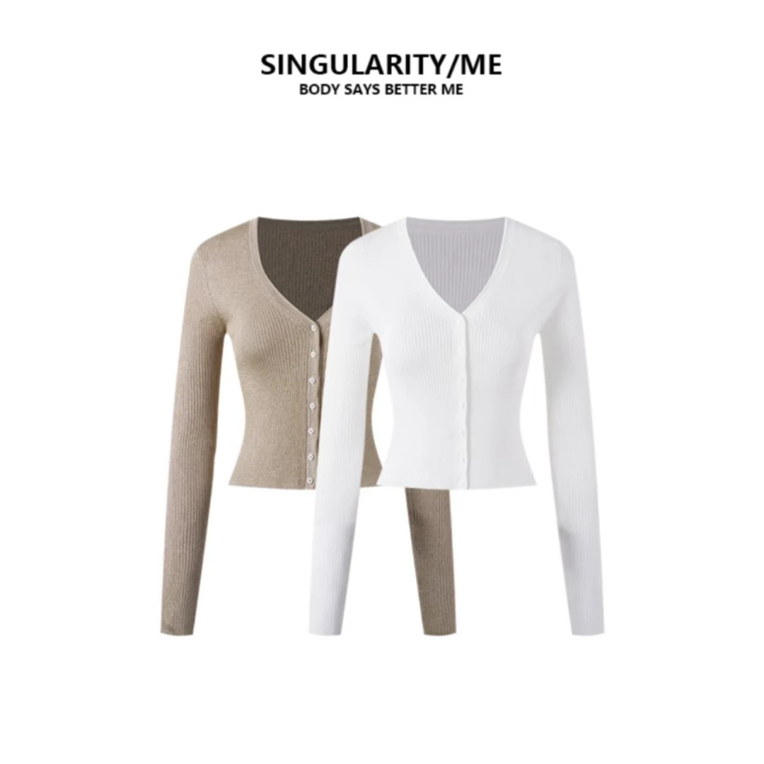 Singularity Me 2A 10763 【奶思细腻】修身肌理感针织V领开衫