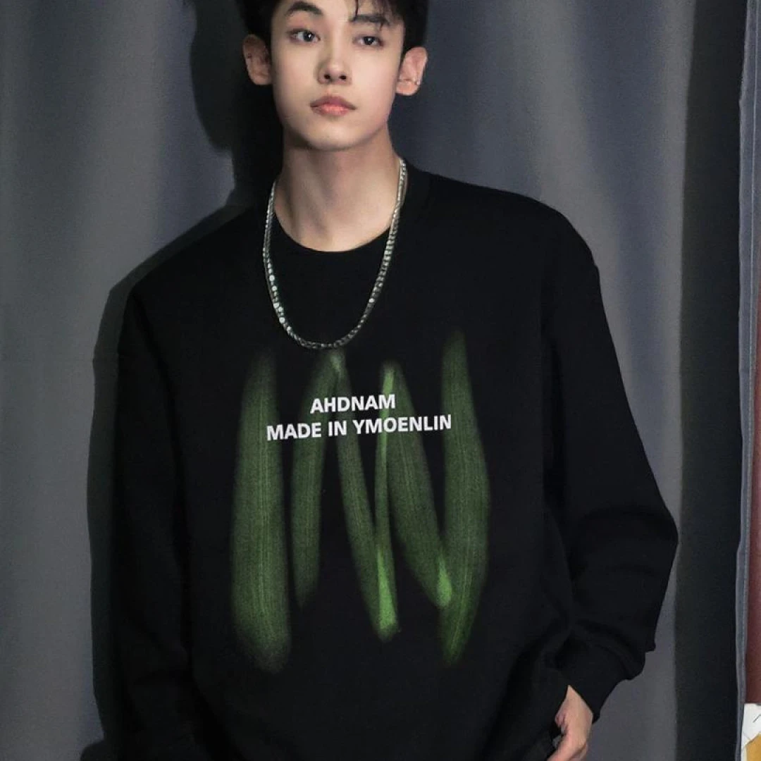 【重磅纯棉】秋冬新款潮流美式宽松印花圆领百搭嘻哈韩版男长袖T恤