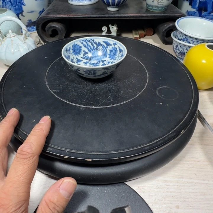 正***戒摆件青花花卉小小摆件