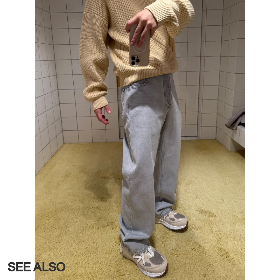 SEE ALSO『25年度！』经典"绿标腰牌"灰白水洗直筒百搭男女款牛仔裤