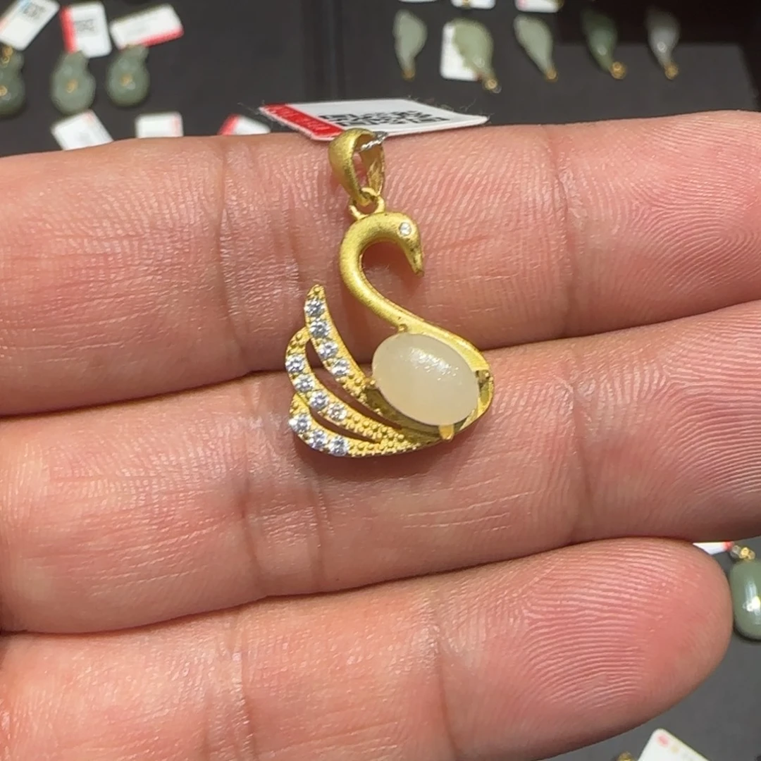 和田玉（碧玉）银S925镶嵌颈饰