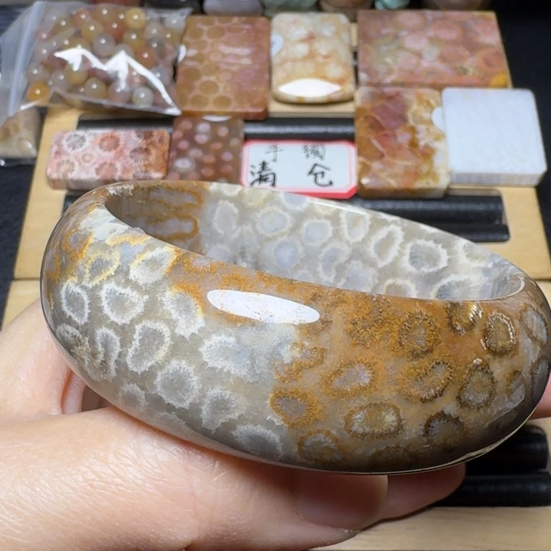 硅化玉58豹纹，浅骨骼未镶嵌
