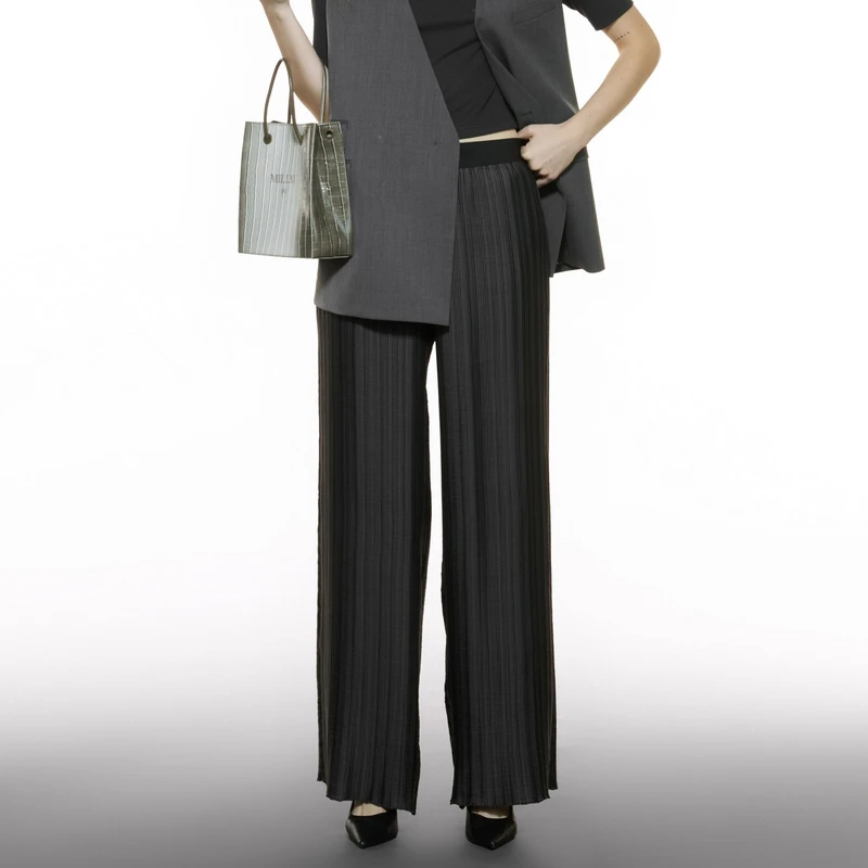 【高定系列】灰色定制面料全松紧腰高弹不打褶显瘦遮肉直筒休闲裤