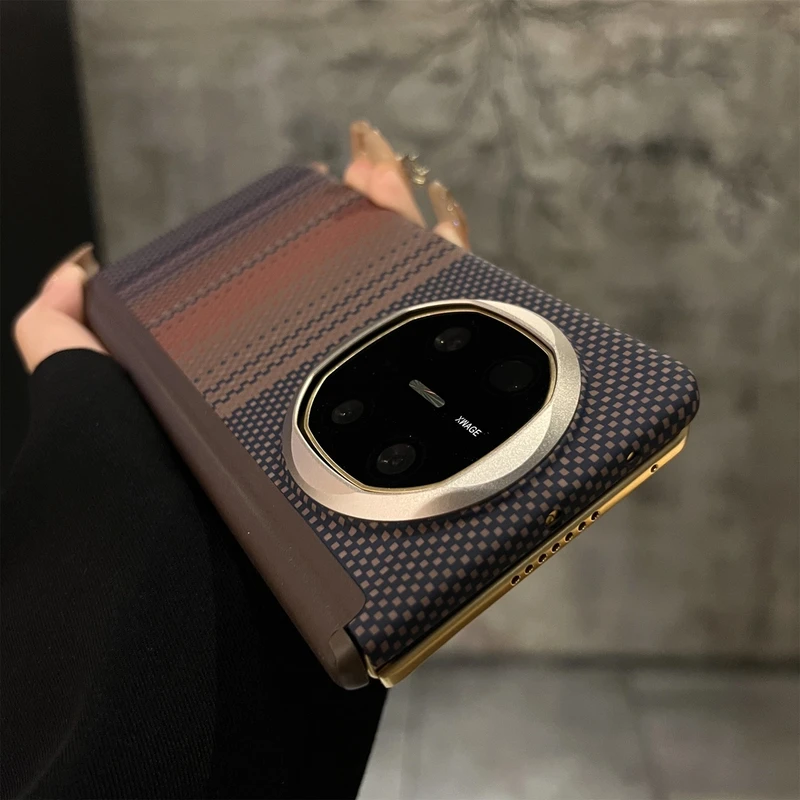 适用华为MateX6手机壳新款凯夫拉纹理mateX5中轴保护高档轻薄壳X3