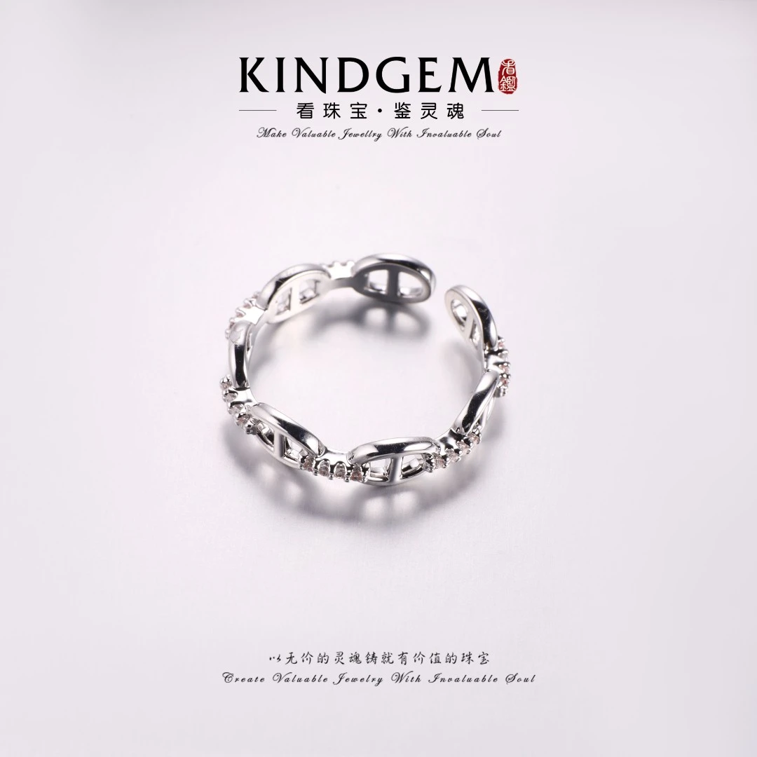 铜合金锆石戒指 时尚气质个性轻奢百搭简约开口戒指 C-32811