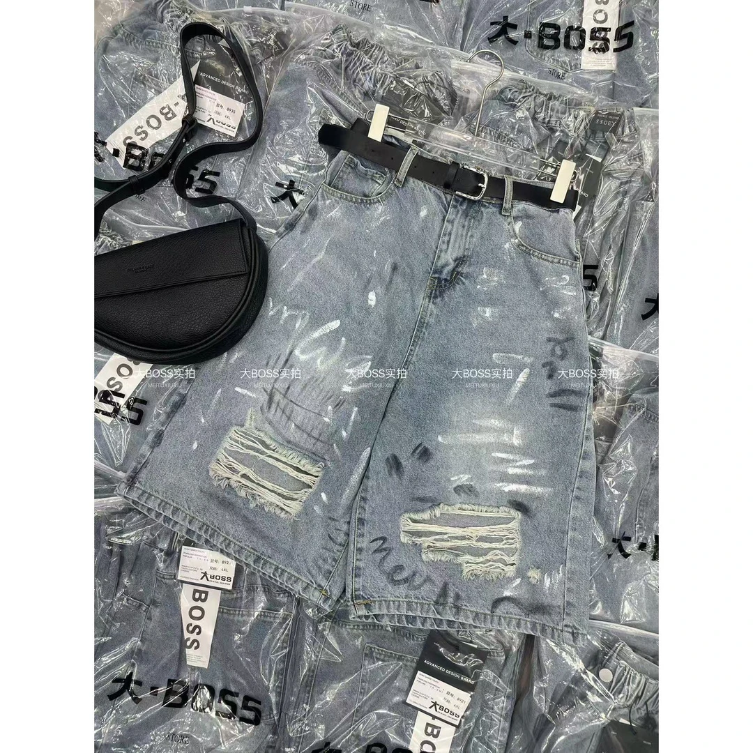 王美丽专享大码欧货重工手绘涂鸦短裤8935