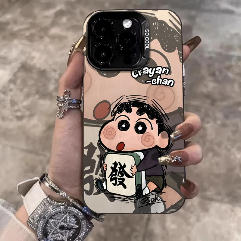 麻将小新适用苹果16promax手机壳iPhone15硅胶14保护套17新款卡通