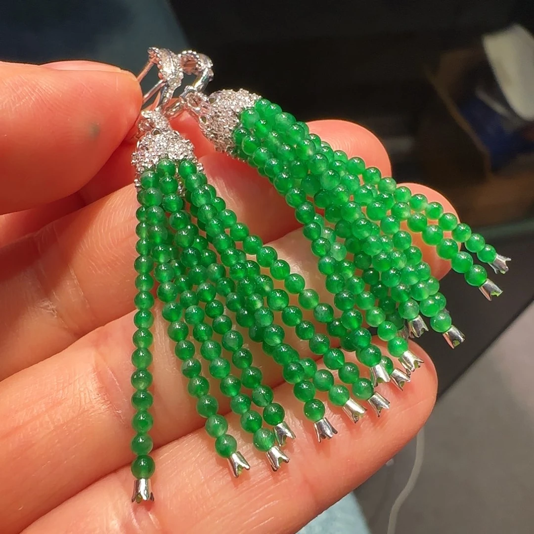 翡翠18K金镶嵌耳饰