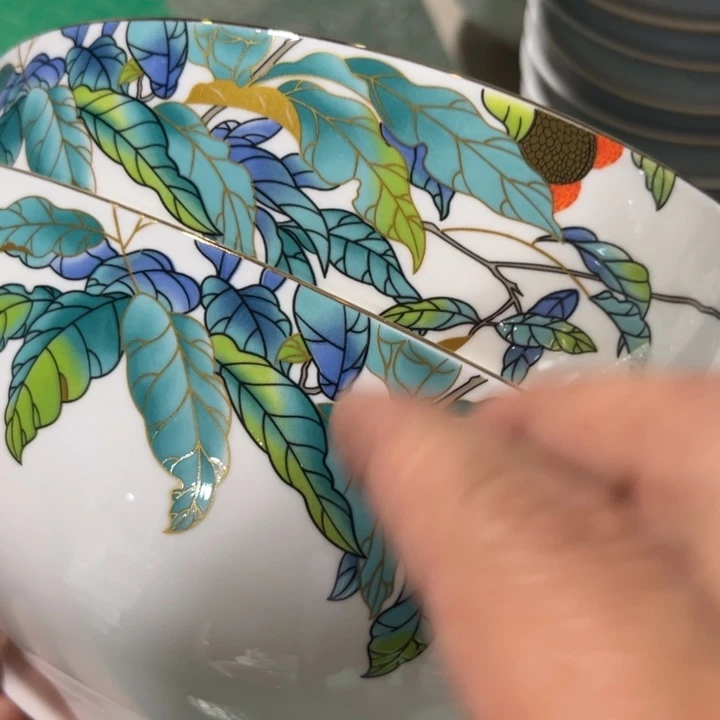 瓷片荔枝八寸汤碗二个