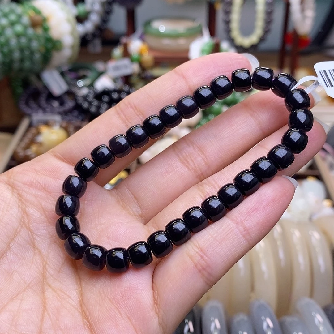 和田玉未镶嵌颈饰D****羊毕业级老矿料浓烟紫直切手链7.2