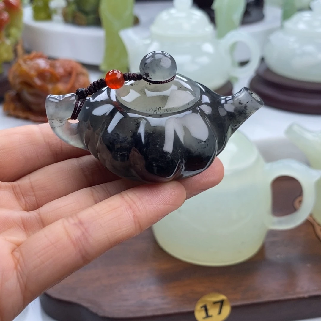 岫玉未镶嵌四大名玉手把壶