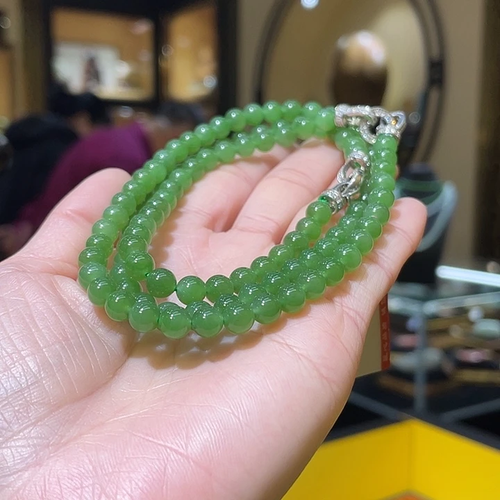 颈饰银S925镶嵌和田玉项链手链组合多戴款