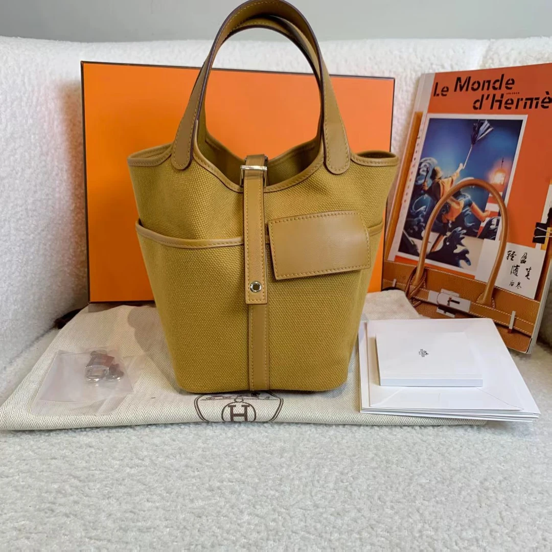 99新 Hermes/爱马仕 壹臻/沙黄拼芝麻色银扣Cargo18 U刻 65863335