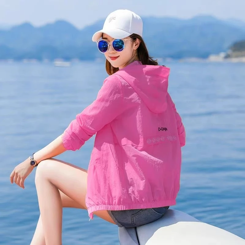 女士防晒衣夏季2025新款薄款休闲长袖空调衫连帽防晒服小个子洋气