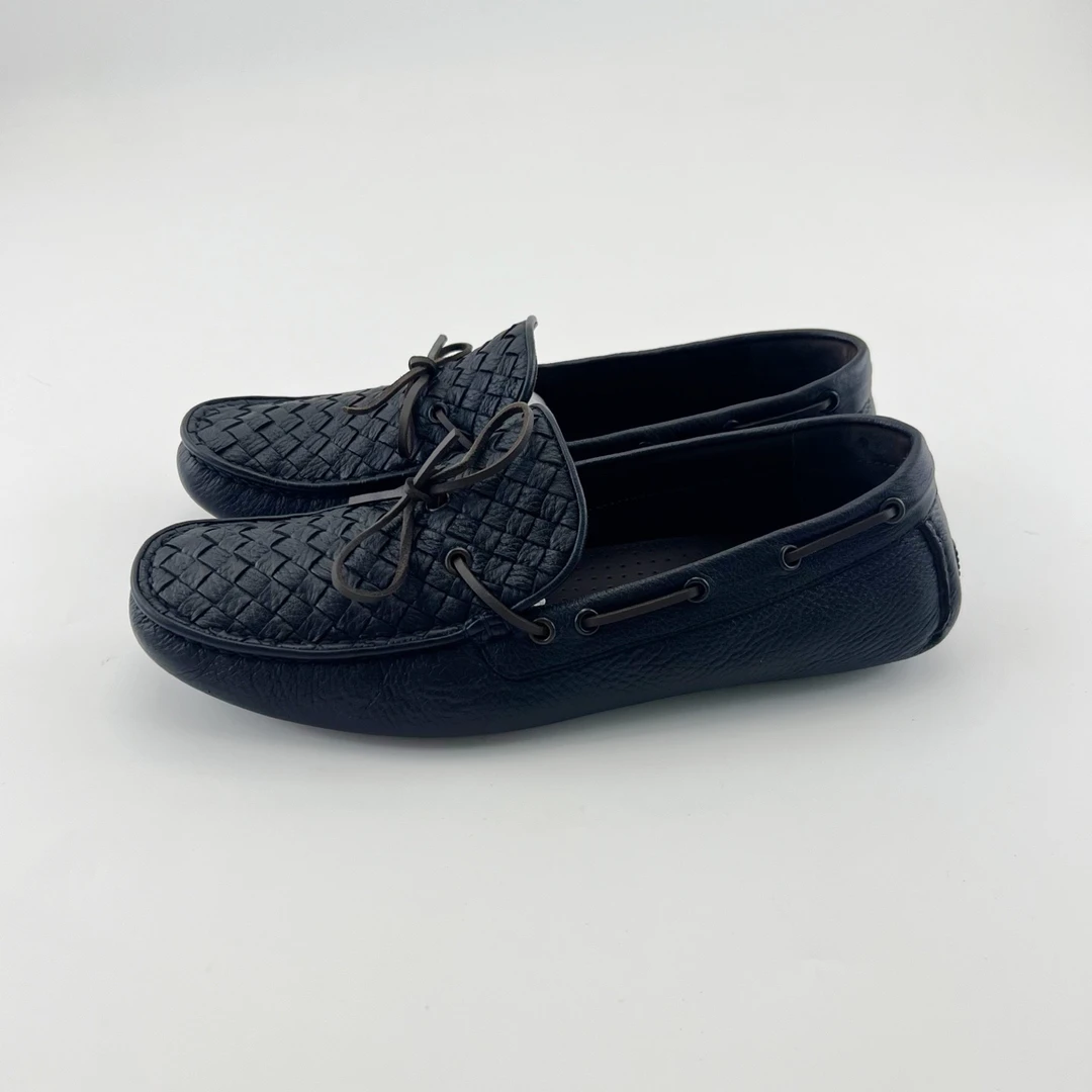 95新 BOTTEGA VENETA/葆蝶家 43码/黑色经典编织豆豆鞋/13933146