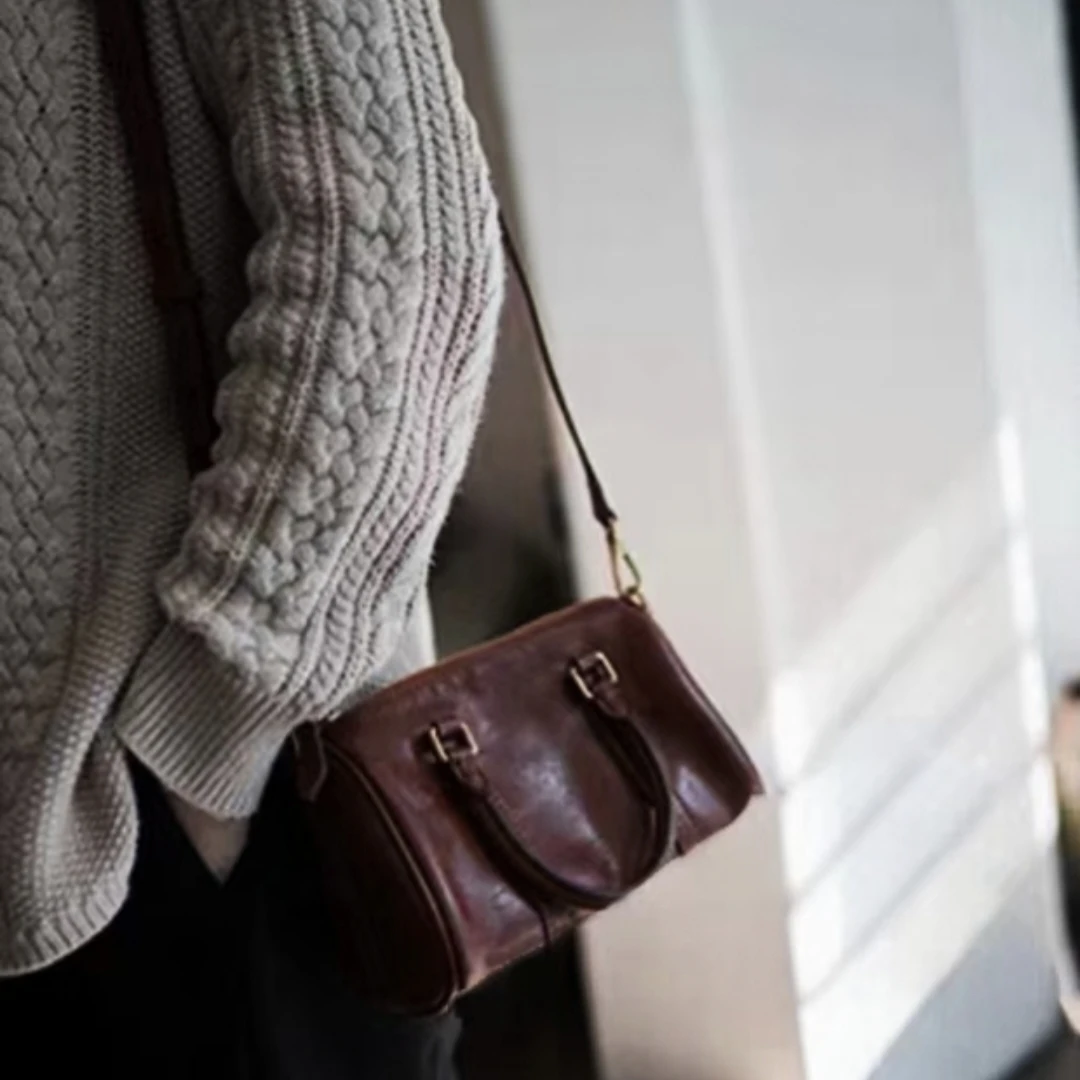 新款进口牛皮手拎，波士顿！单肩斜挎手工包！潮流百搭四季可用！