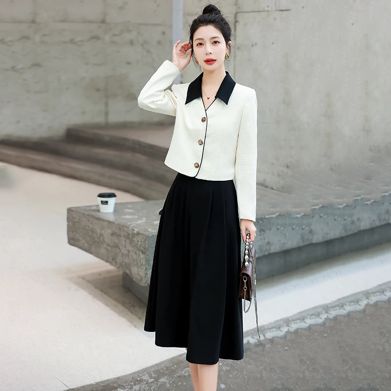 职业女裙套装显瘦时尚气质名媛春秋套装洋气秋季慵懒小香风小个子