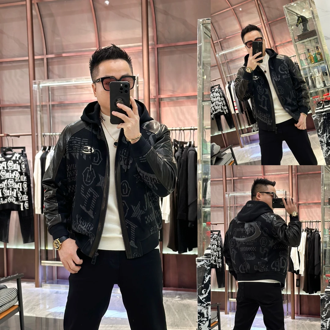 <发现者Fxz>25新品”时尚休闲“男士高品质拼真皮鹅绒服皮衣~0067-7