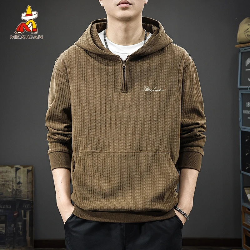 Mexican/稻草人美式复古连帽卫衣男款春季宽松休闲欧棉绒百搭上衣