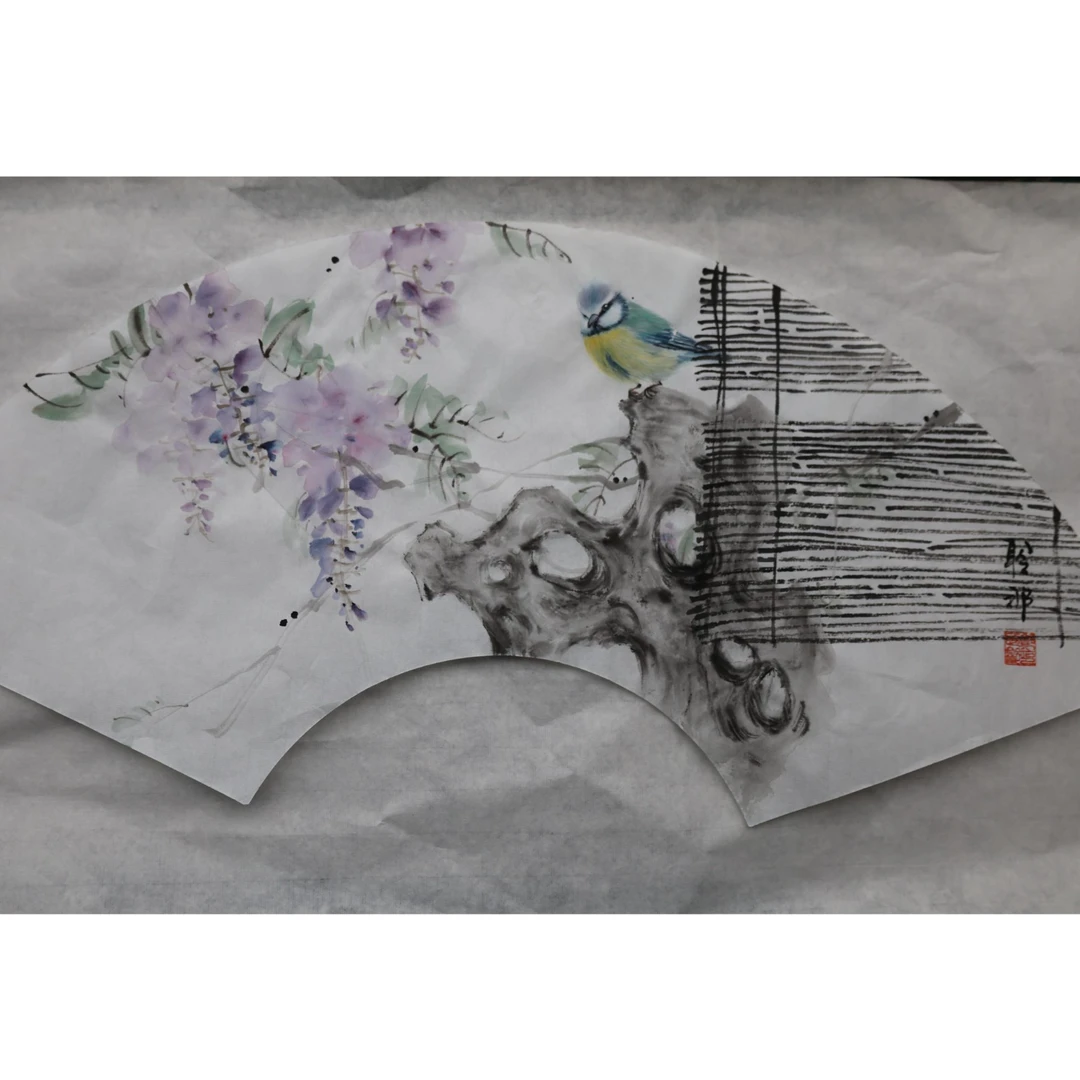 扇面生宣书法国画小写意扇形样式