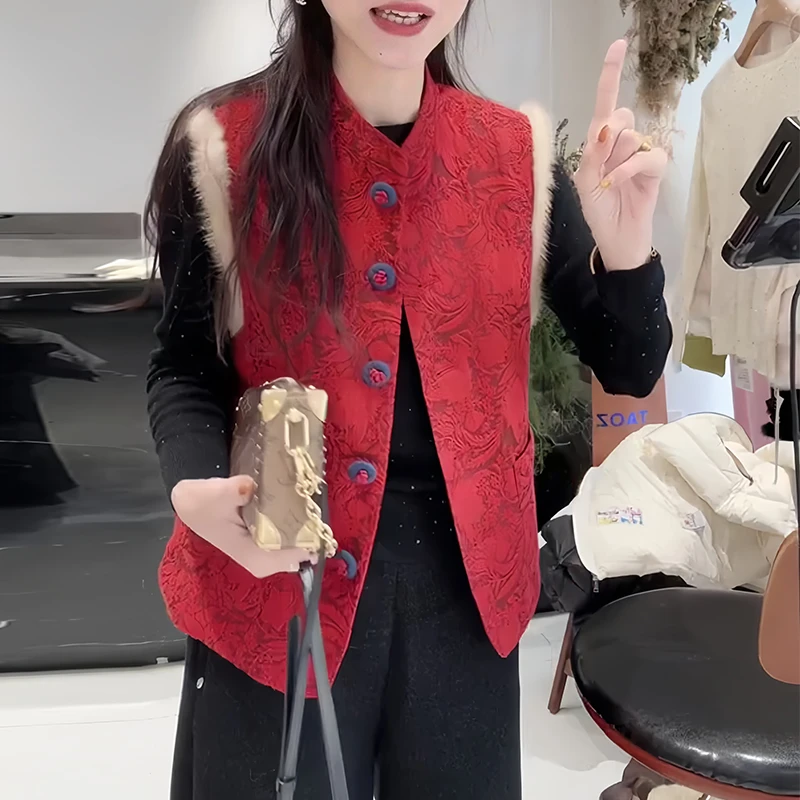 时髦中式复古国风款2025冬季新款马甲通勤休闲叠穿氛围感上衣女款