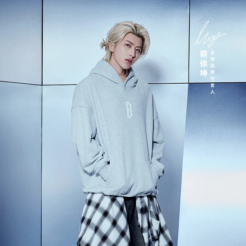 【蔡徐坤同款】BONELESS基础B字胶浆印花连帽卫衣情侣款重磅帽衫