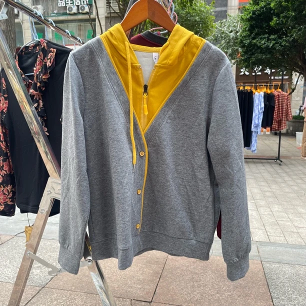 连帽春秋季宽松型拉链长袖卫衣