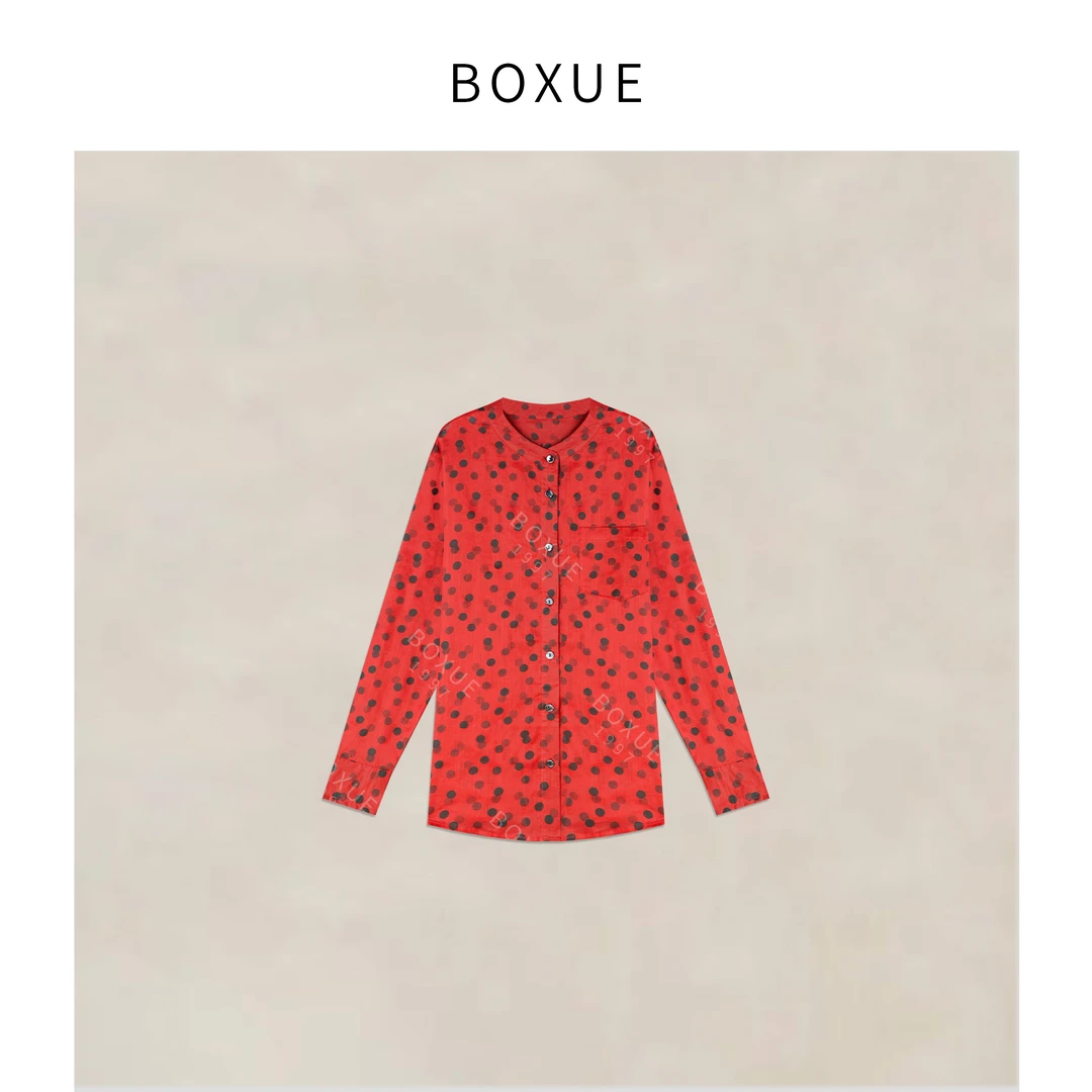 BOXUE “童话波点” 2025春季新款100苎麻波点 衬衫 #250402CS111