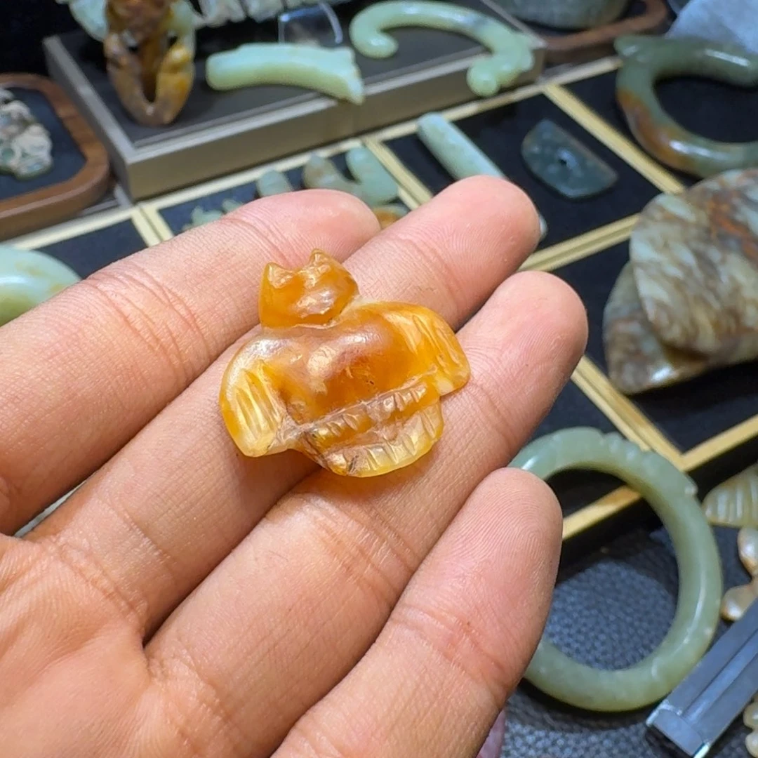 清***星玉玉摆件笛枭器形