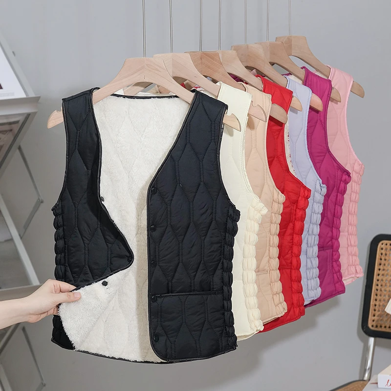 2025新款加绒棉马甲女秋冬加厚保暖校服神器内搭背心短款内胆坎肩