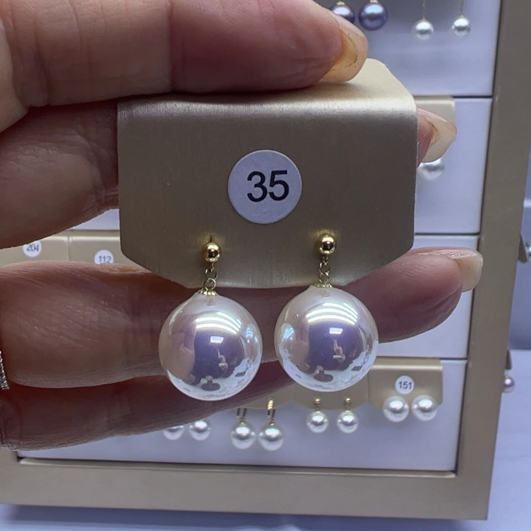 18K金镶嵌耳饰淡水珍珠