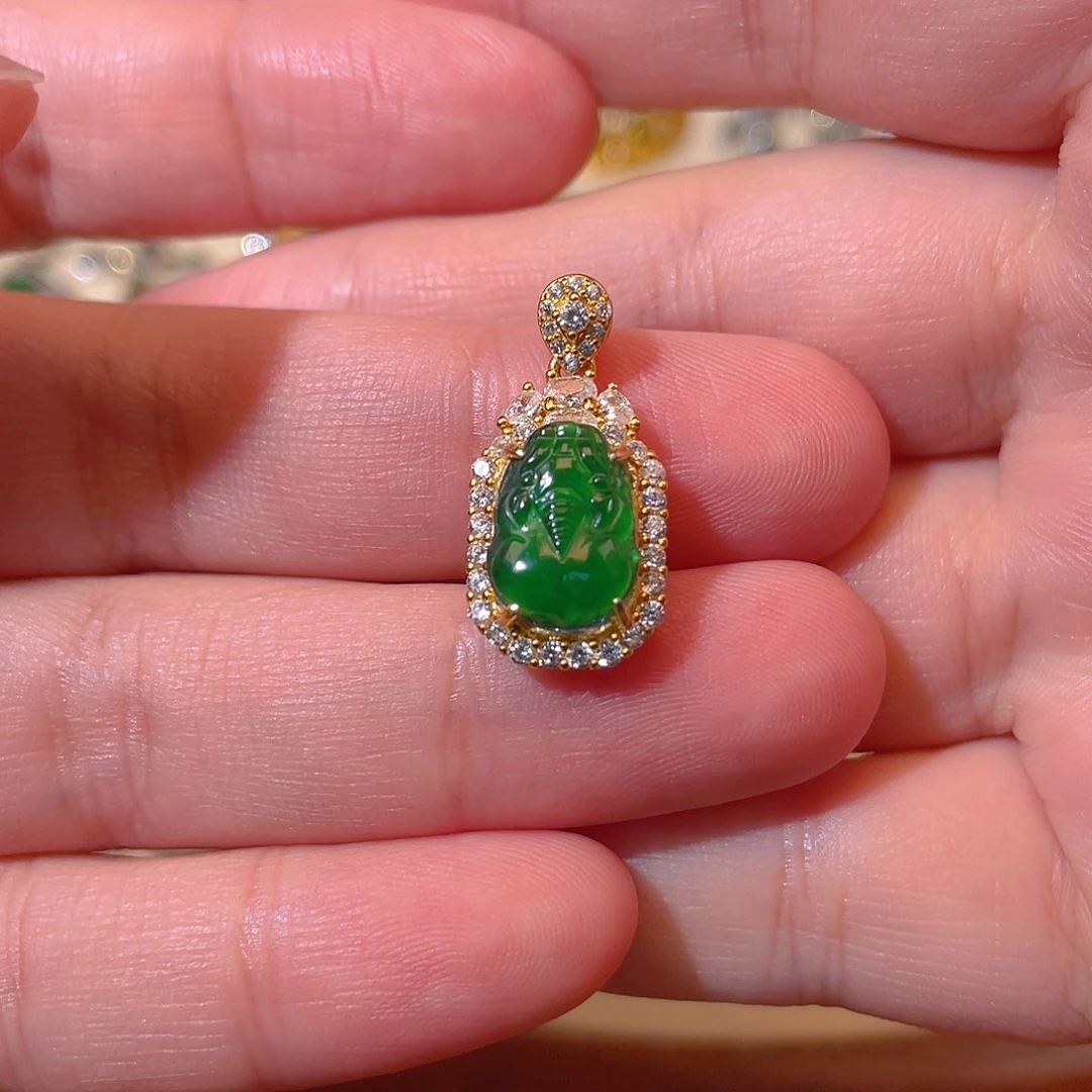 吊坠(不含链)银S925镶嵌翡翠